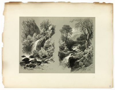 Lady Fall, Vale of Heath, e Fall on the Brent, da Selezioni pittoresche da James Duffield Harding