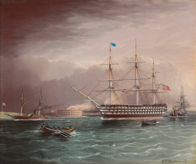 La U.S.S. Pennsylvania trainata all