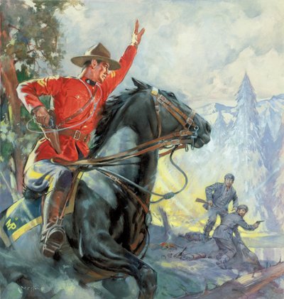 Canadian Mounties (guazzo su carta) da James Edwin McConnell