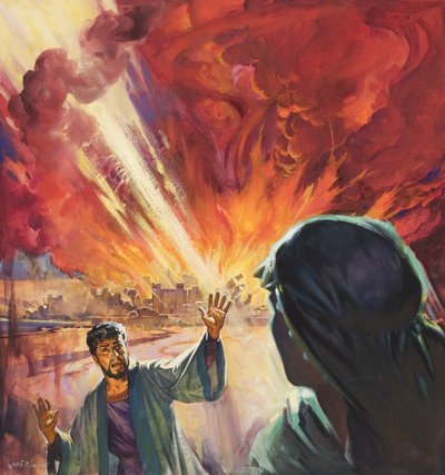 Distruzione di Sodoma e Gomora (gouache su carta) da James Edwin McConnell