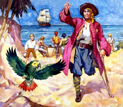 Long John Silver e il suo pappagallo da James Edwin McConnell