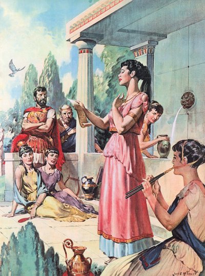 Saffo (litografia a colori) da James Edwin McConnell