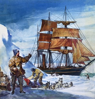 La Terra Nova in Antartide (gouache su carta) da James Edwin McConnell
