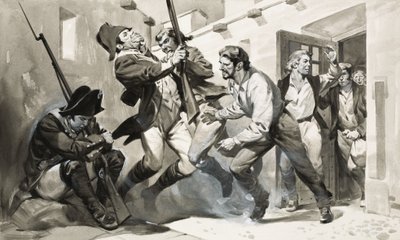 William Scoresby evade dalla prigione spagnola (gouache su carta) da James Edwin McConnell