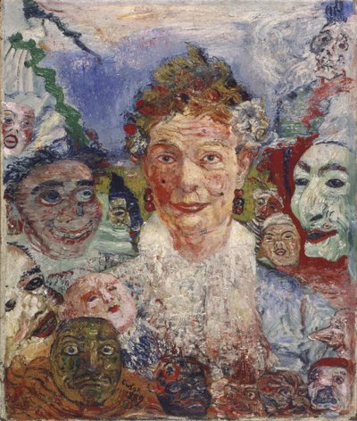 Vecchia signora con maschere da James Ensor