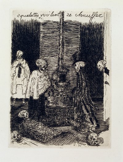 Scheletri che cercano di riscaldarsi da James Ensor