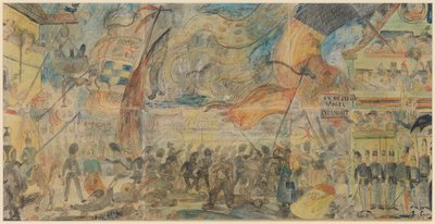 Azione di sciopero (gesso, matita e pastello su carta montata su cartone) da James Ensor