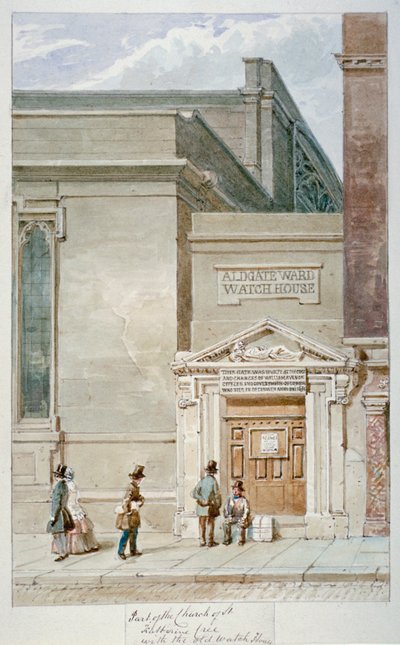 Vista parziale di St Katherine Cree e della guardiola di Aldgate, Città di Londra da James Findlay