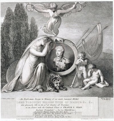 Disegno iconico in memoria del nostro defunto eroe Lord Visconte Horatio Nelson (1758-1805) da James Fittler