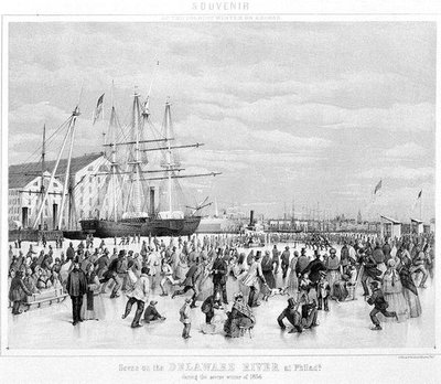 Scena sul fiume Delaware a Filadelfia durante il rigido inverno del 1856 da James Fuller Queen