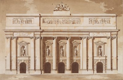 Elevazione per la facciata ovest del Parlamento, Dublino, c.1787 da James Gandon