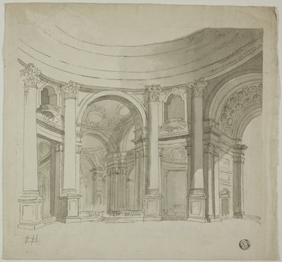 Interno della chiesa a cupola da James Gandon