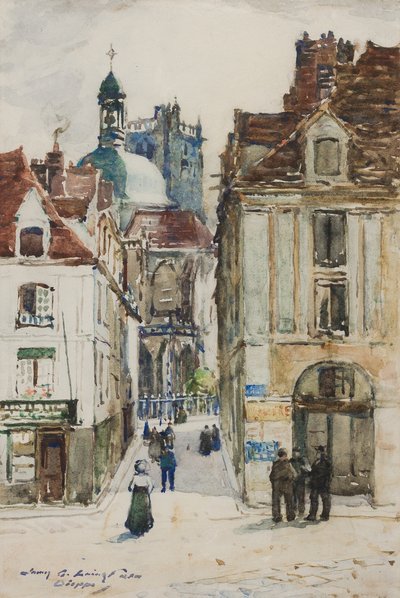 Dieppe, Rue Notre Dame, dal lungomare, c.1900 da James Garden Laing