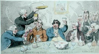 Un brindisi di Birmingham, come dato il 14 luglio dalla Società della Rivoluzione da James Gillray