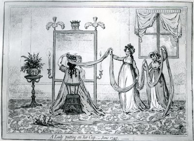Una signora che si mette il cappello, 1795 da James Gillray