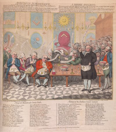 Un aneddoto massonico, pub. 1786 da James Gillray