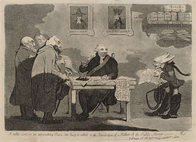 Un nobile signore su una pace imminente troppo occupato per occuparsi della spesa di un milione di denaro pubblico [verso] da James Gillray