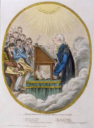 Un professore di storia moderna portato alla luce, pubblicato da Hannah Humphrey nel 1810 da James Gillray