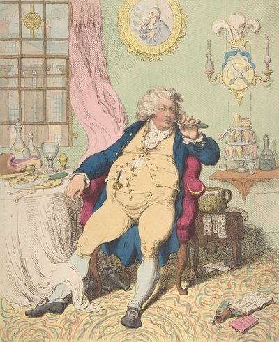 Un Voluttuoso Sotto gli Orrori della Digestione, 2 luglio 1792 da James Gillray