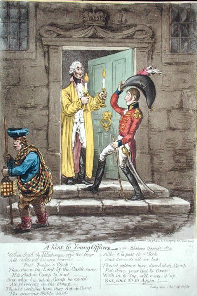 Un suggerimento per i giovani ufficiali, pubblicato da Hannah Humphrey nel 1804 da James Gillray