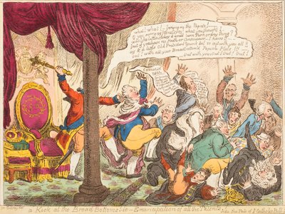 Un calcio ai broad-bottoms!-cioè-Emancipazione di tutti i talenti! da James Gillray