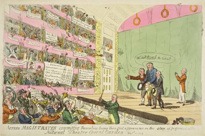 Magistrati in carica che si impegnano, alla loro prima apparizione al National Theatre Covent Garden da James Gillray