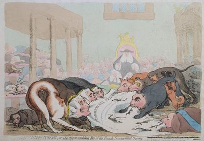 Anticipazione, o Il Destino Imminente del Trattato Commerciale Francese, pubblicato da W. Holland nel 1786 da James Gillray