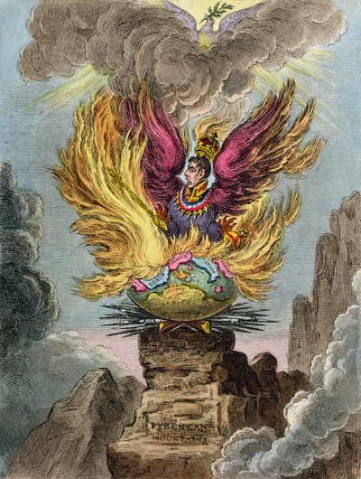 Apoteosi della Fenice Corsa, pubblicato da Hannah Humphrey nel 1808 da James Gillray