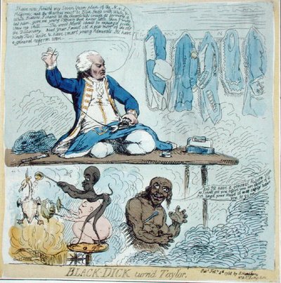 Black-Dick diventato sarto da James Gillray