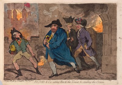 Blood & Co. che incendiano la Torre e rubano la corona, pub. 1788 da James Gillray