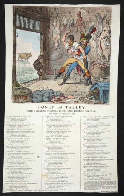 Boney e Talley, Il giorno del conto dei macellai corsi - Nessun giorno di paga!, pub. 1803 da James Gillray