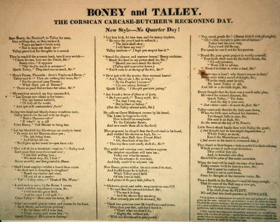 Boney e Talley, La carcassa corsa - Giorno del conto dei macellai, pubblicato da Hannah Humphrey, 1803 da James Gillray
