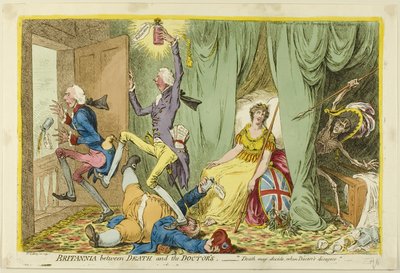Britannia tra la morte e i medici da James Gillray