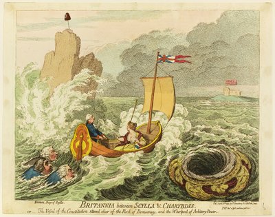 Britannia tra Scilla e Cariddi da James Gillray