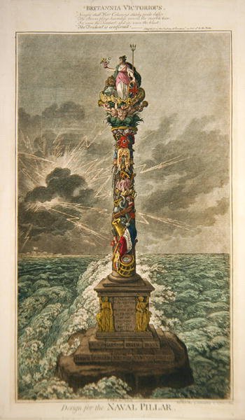 Britannia Vittoriosa, Progetto per il Pilastro Navale, pubblicato da Hannah Humphrey da James Gillray