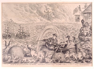 Marinai Britannici che Trainano la Flotta Danese in Porto, 1807 da James Gillray