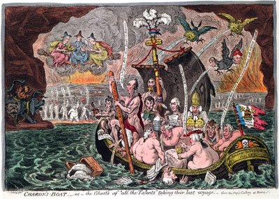 La barca di Caronte, o i fantasmi di tutti i talenti che fanno il loro ultimo viaggio, 1807 da James Gillray