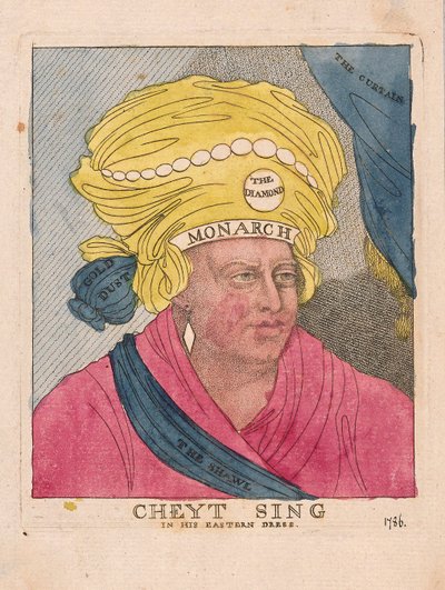 Cheyt Sing nel suo abito orientale, pub. 1786 da James Gillray