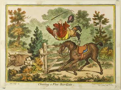 Apertura di un cancello a cinque sbarre da James Gillray