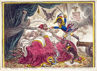 I comfort di un letto di rose: pub. Hannah Humphrey, 21 aprile 1806 da James Gillray