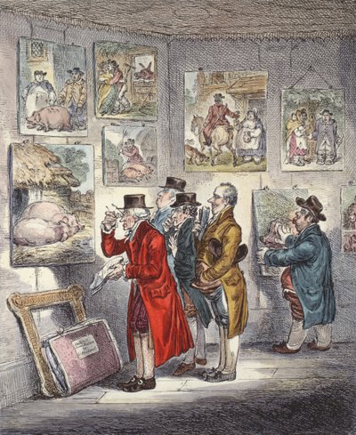 Conoscitori che esaminano una collezione di dipinti di George Morland da James Gillray