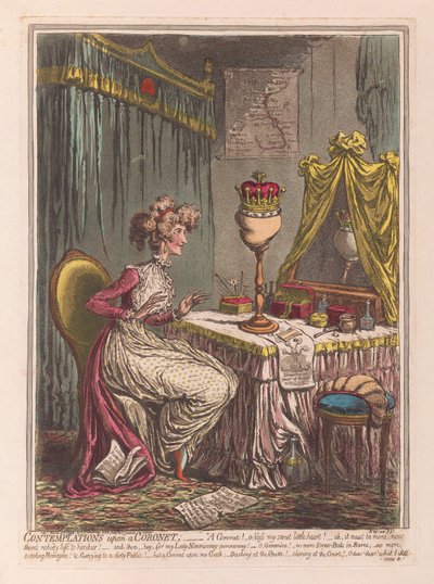 Contemplazioni su una corona, pub. 1807 da James Gillray