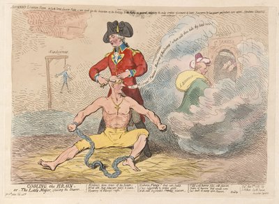 Raffreddare il cervello o il piccolo maggiore che rade il barbiere da James Gillray