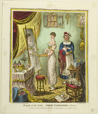 Abito completato, tavola tre di Progressi della toilette da James Gillray