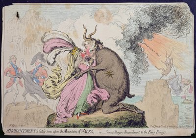 Incantesimi recentemente visti sulla montagna del Galles, o la riconciliazione di Shon-ap-Morgan con la principessa delle fate, pubblicato da Hannah Humphrey nel 1796 da James Gillray