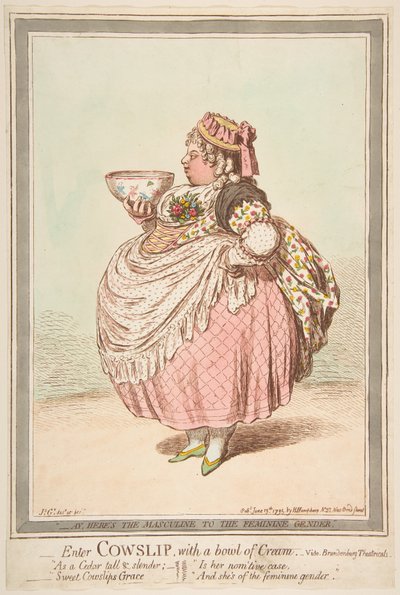 Entra Cowslip con una ciotola di crema. - vide Brandenburg Theatricals, 13 giugno 1795 da James Gillray
