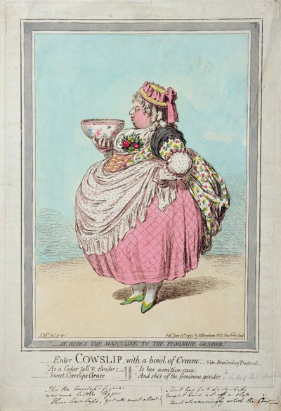 Entra Cowslip, con una ciotola di crema, pubblicato da Hannah Humphrey nel 1795 da James Gillray