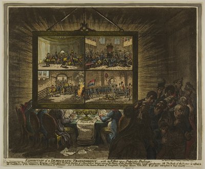 Esposizione di una trasparenza democratica, con il suo effetto sui sentimenti patriottici da James Gillray