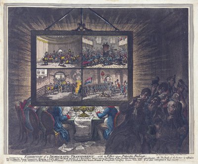 Esposizione di una trasparenza democratica, con il suo effetto sui sentimenti patriottici da James Gillray