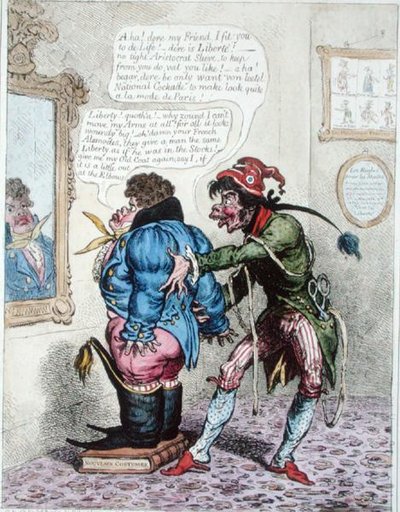 Sarto francese che adatta John Bull con un 